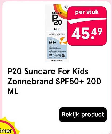 P20 Suncare For Kids Zonnebrand SPF50+ 200 ML
