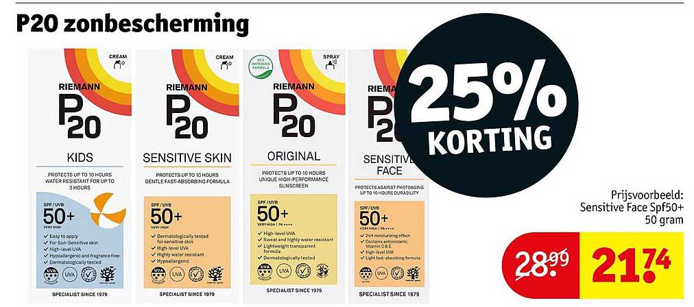 P20 zonbescherming 25% korting