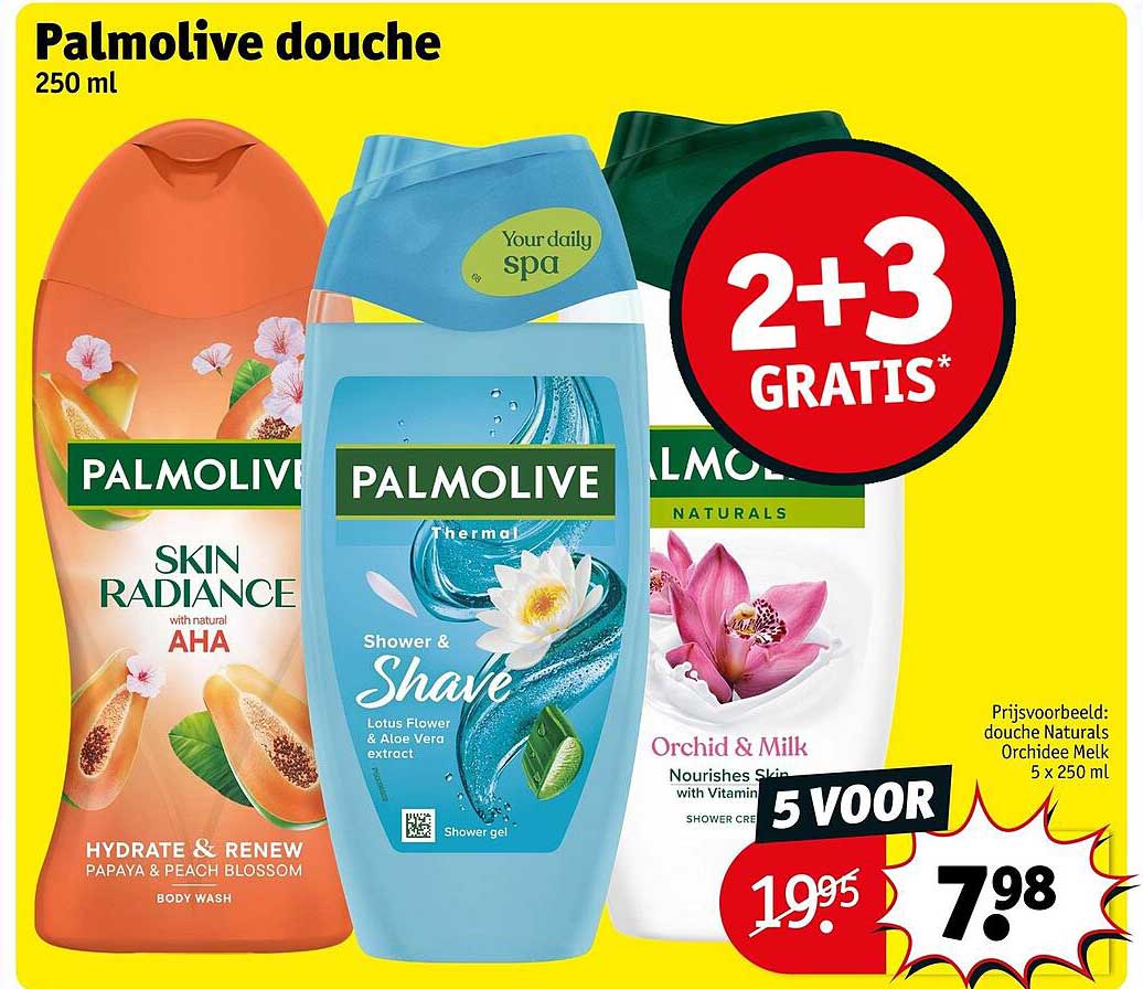 Palmolive douche 250 ml 2+3 GRATIS