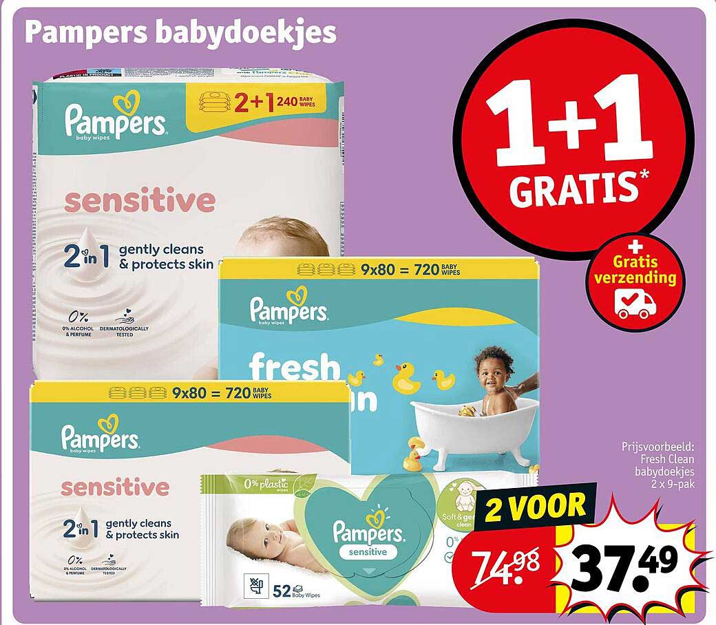 Pampers babydoekjes 1+1 GRATIS