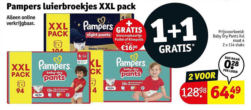Pampers luiersbroekjes XXL pack 1+1 gratis*