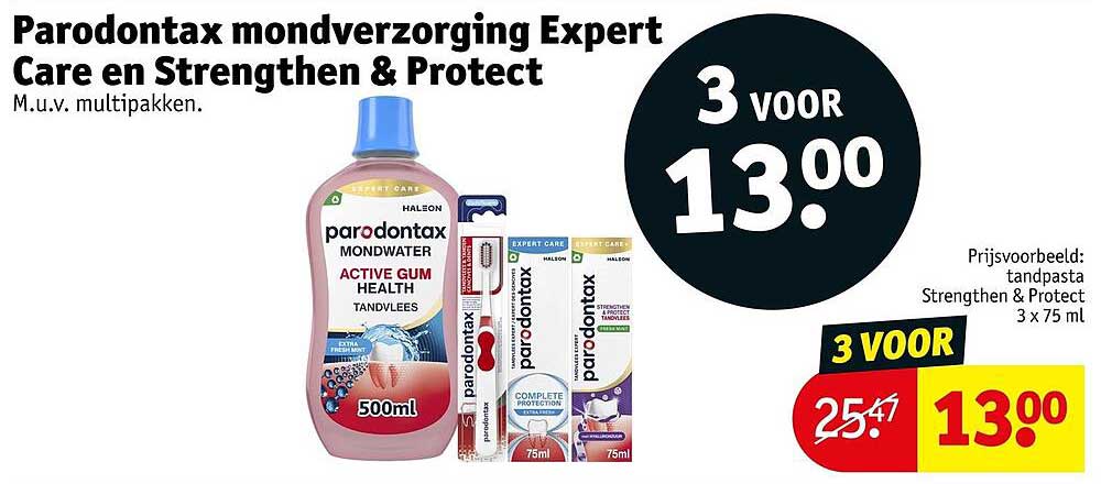 Parodontax mondverzorging Expert Care en Strengthen & Protect M.u.v. multipakken. 3 voor 13.00