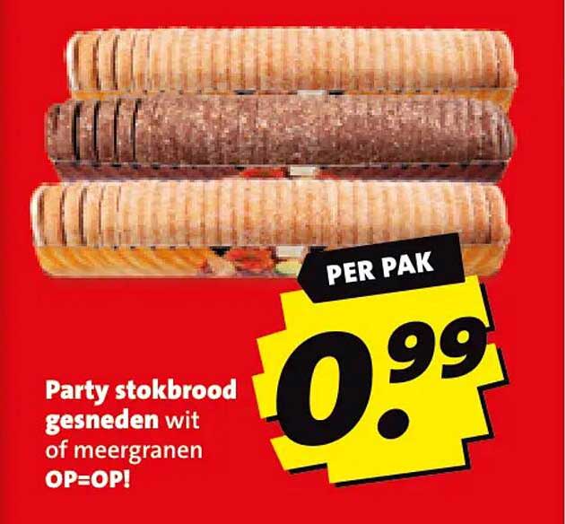 Party stokbrood gesneden wit of meergranen OP=OP!