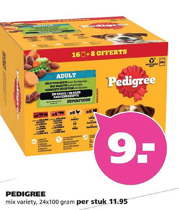 PEDIGREE mix variety, 24x100 gram per stuk