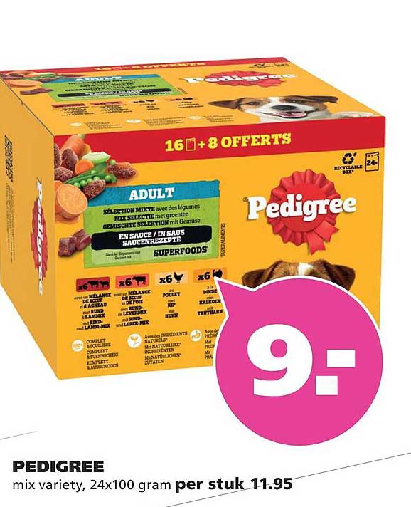 PEDIGREE mix variety, 24x100 gram per stuk