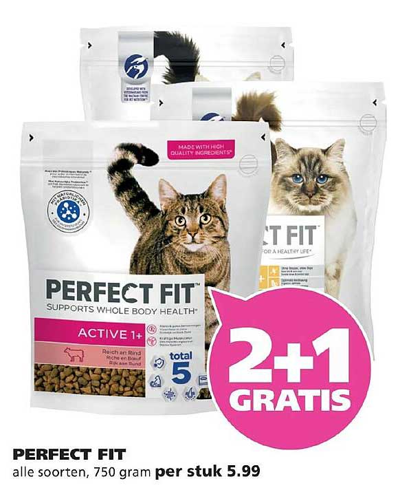 PERFECT FIT alle soorten, 750 gram per stuk 2+1 GRATIS