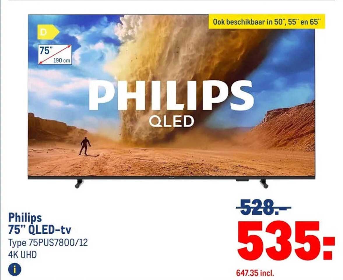 Philips 75" QLED-tv Type 75PUS7800/12 4K UHD