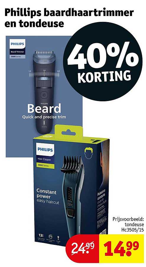 Philips baardhaartrimmer en tondeuse 40% korting