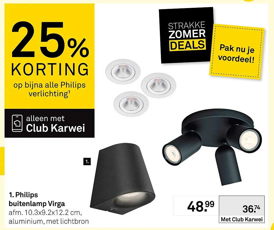 Philips buitenlamp Virga 25% korting op bijna alle Philips verlichting alleen met Club Karwei