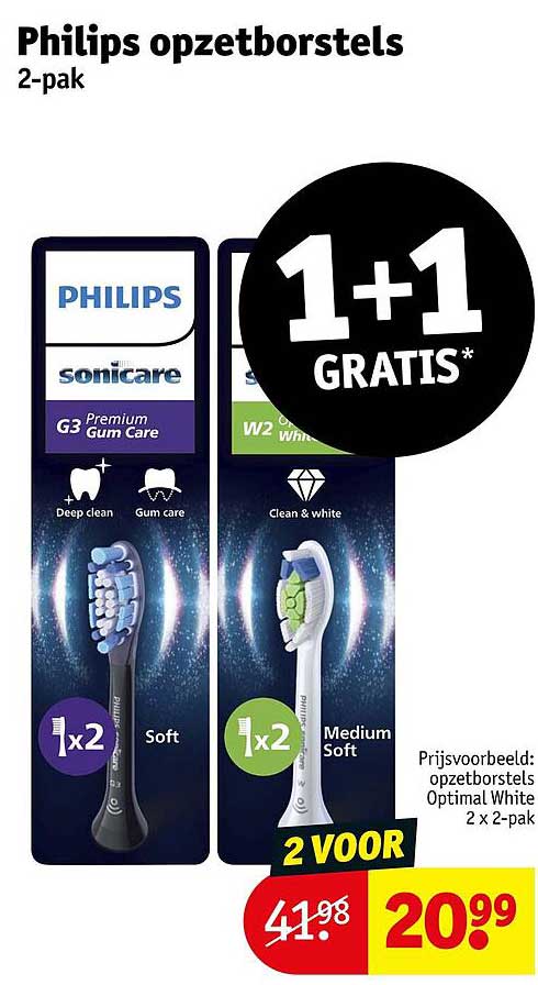 Philips opzetborstels 2-pak 1+1 gratis