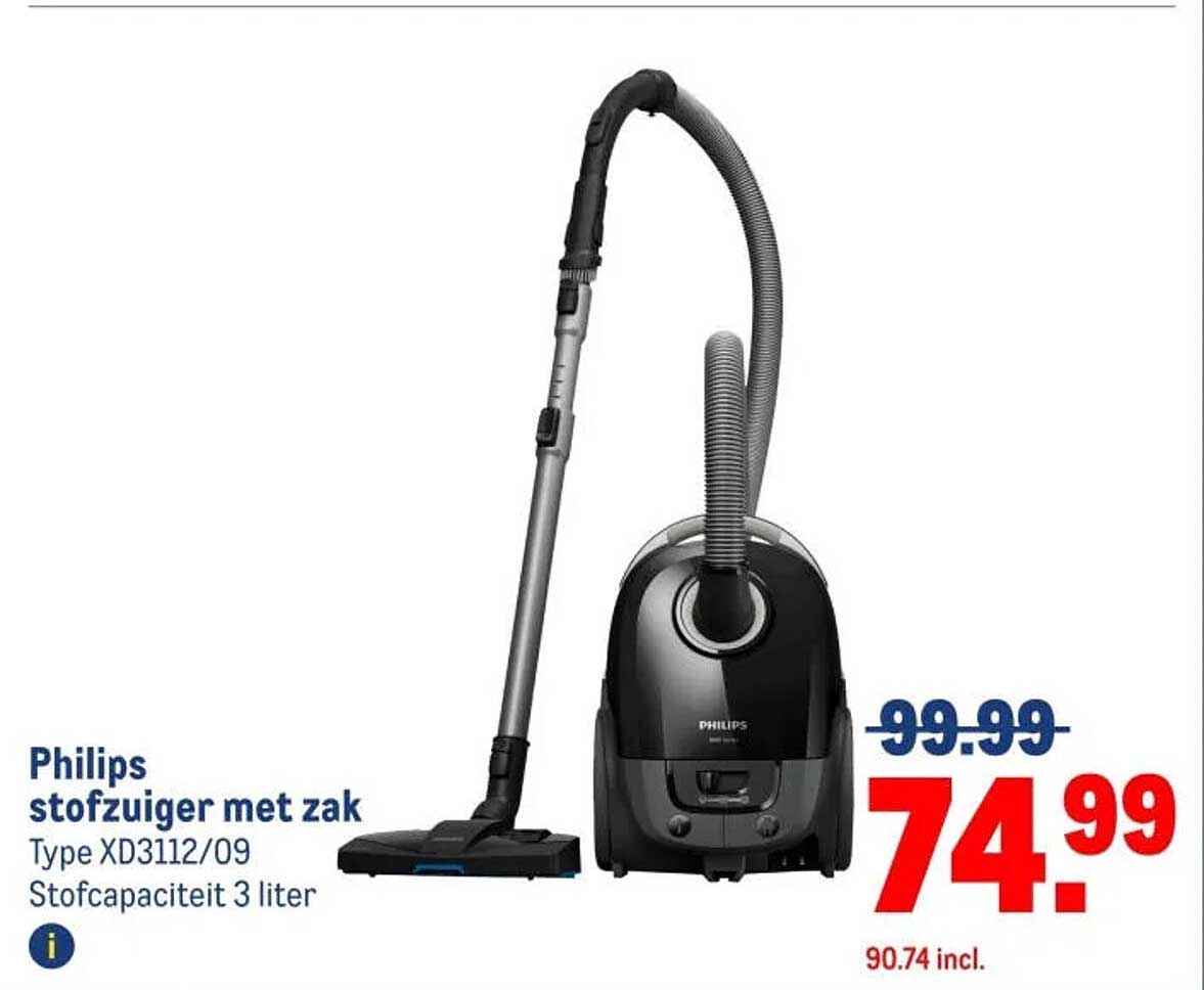 Philips stofzuiger met zak Type XD3112/09 Stofcapaciteit 3 liter
