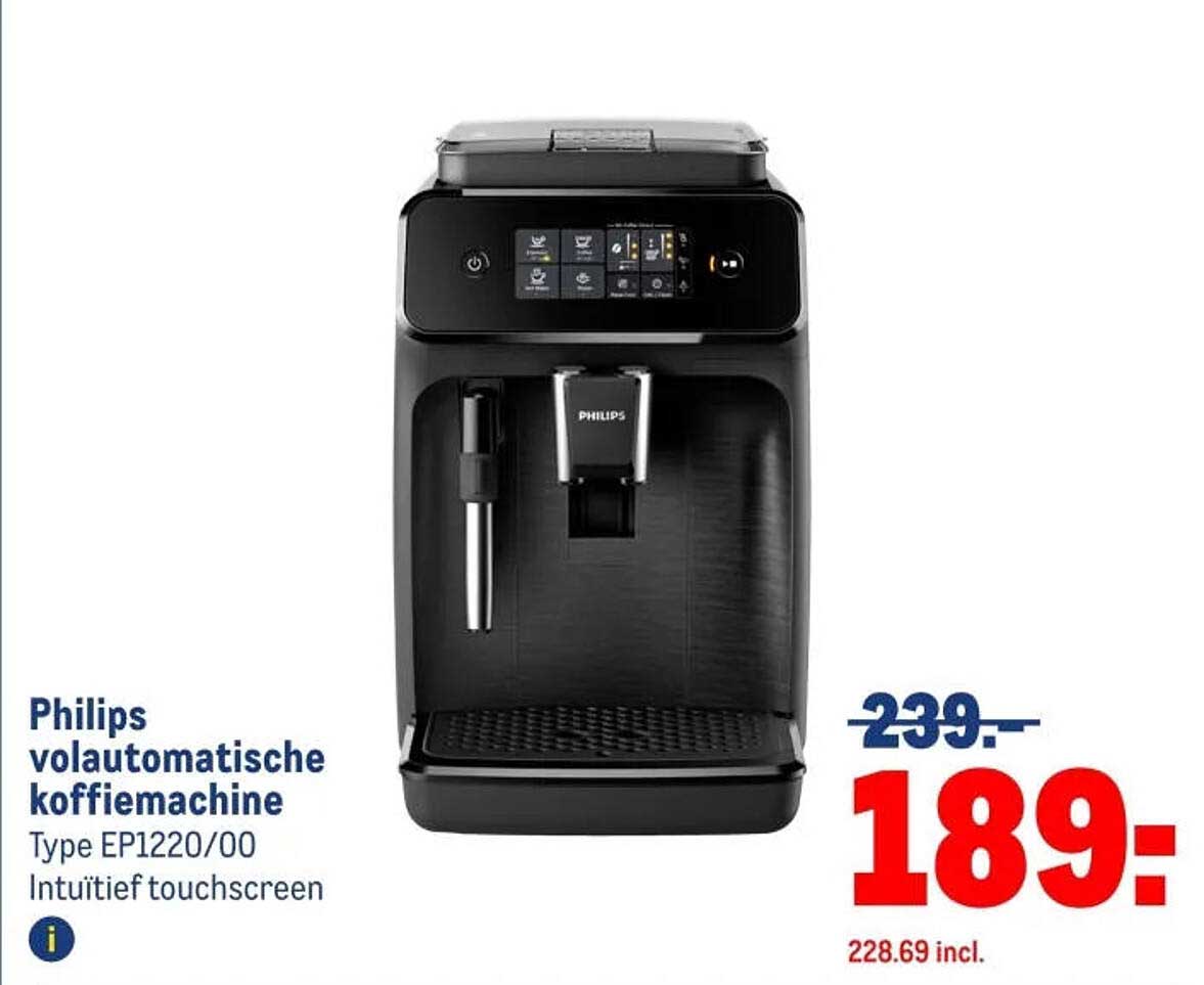 Philips volautomatische koffiemachine Type EP1220/00 Intuïtief touchscreen