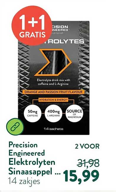 Precision Engineered Elektrolyten Sinaasappel ... 14 zakjes 1+1 GRATIS