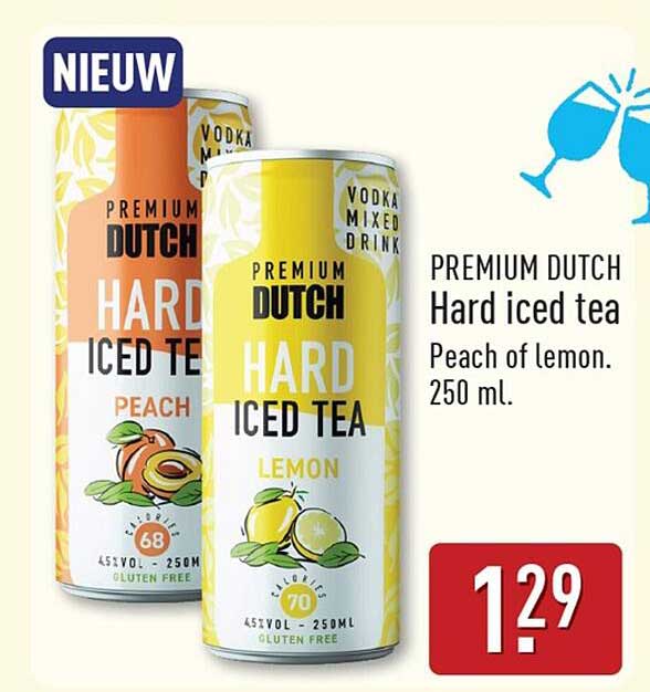 PREMIUM DUTCH Hard iced tea Peach of lemon. 250 mL.