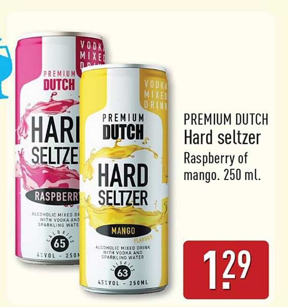 PREMIUM DUTCH Hard seltzer Raspberry of mango. 250 ml.