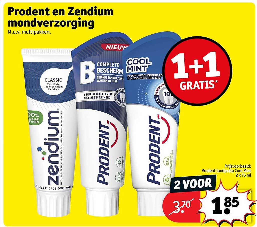 Prodent en Zendium mondverzorging 1+1 gratis