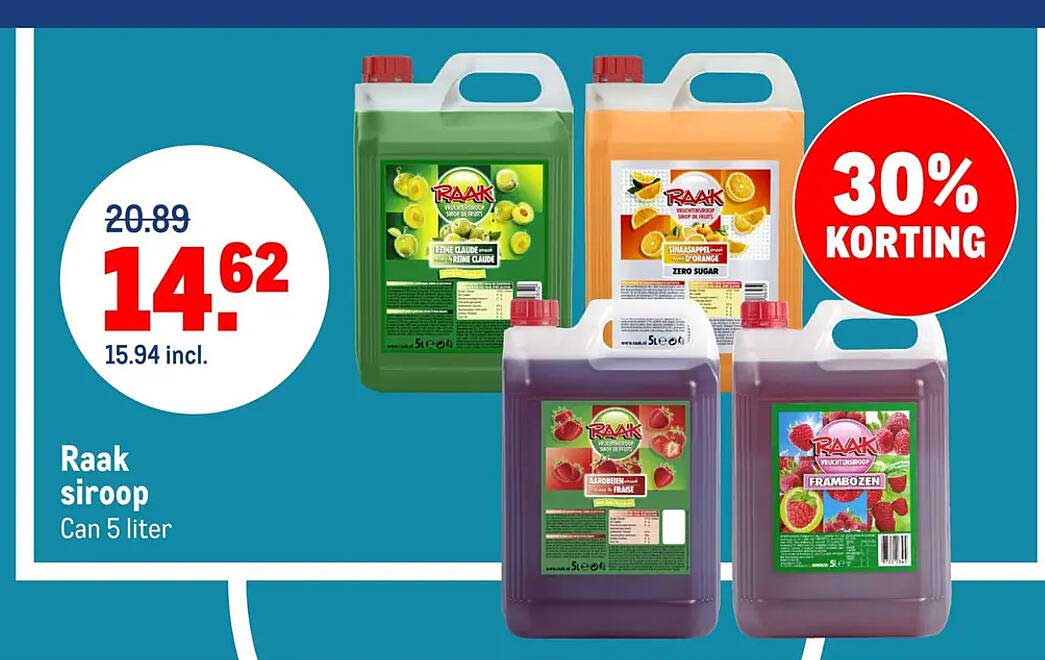 Raak siroop Can 5 liter 30% korting