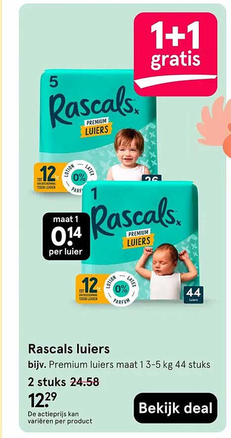 Rascals luiers 1+1 gratis