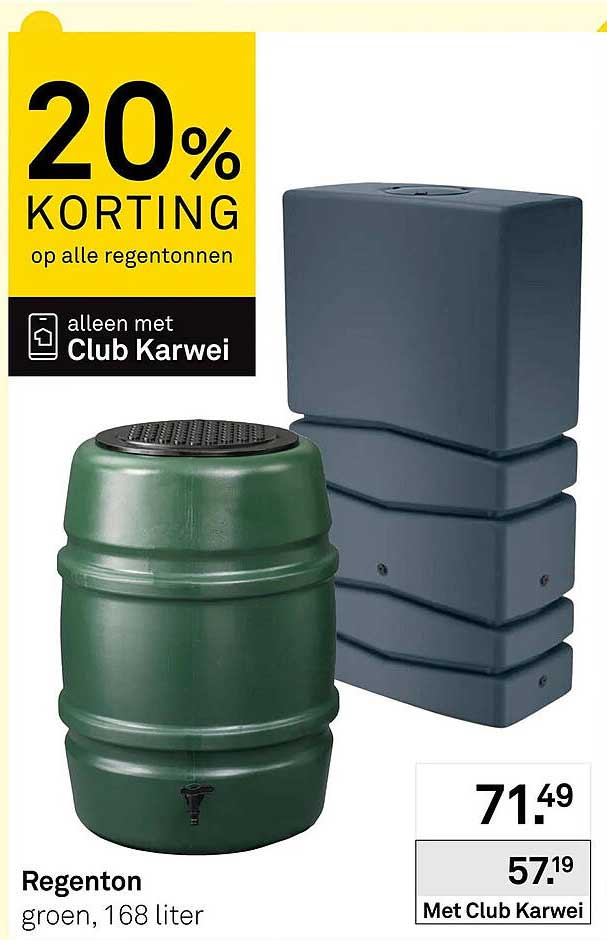 Regenton groen, 168 liter 20% KORTING op alle regentonnen