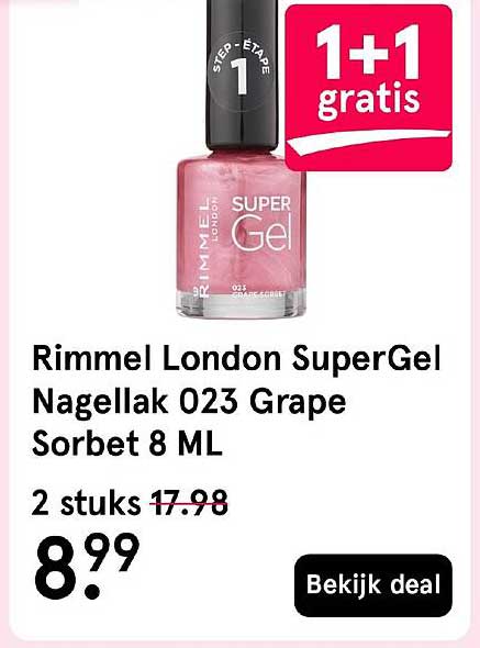 Rimmel London SuperGel Nagellak 023 Grape Sorbet 8 ML 1+1 gratis