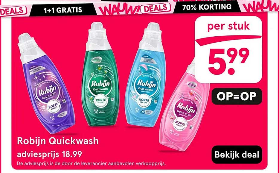 Robijn Quickwash 1+1 gratis