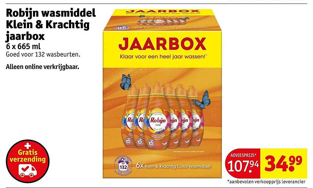Robijn wasmiddel Klein & Krachtig jaarbox 6 x 665 ml