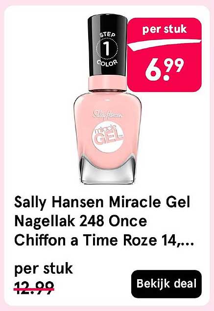 Sally Hansen Miracle Gel Nagellak 248 Once Chiffon a Time Roze 14,...