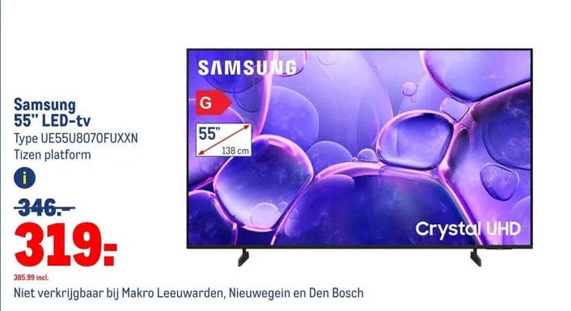 Samsung 55" LED-tv Type UE55U8070FUXN Tizen platform