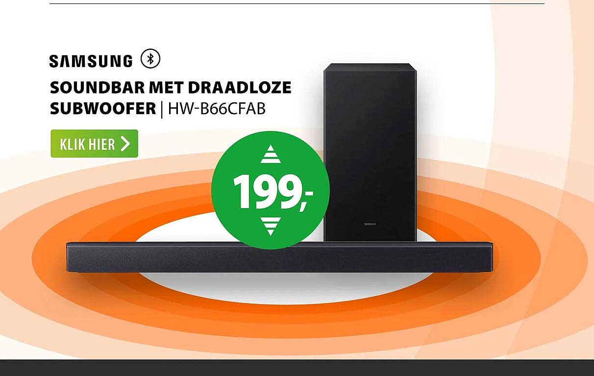 SAMSUNG SOUNDBAR MET DRAADLOZE SUBWOOFER | HW-B66CFAB