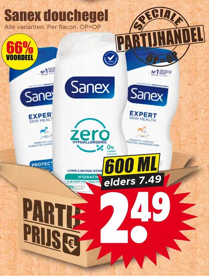 Sanex douchegel Alle varianten. Per flacon. OP=OP