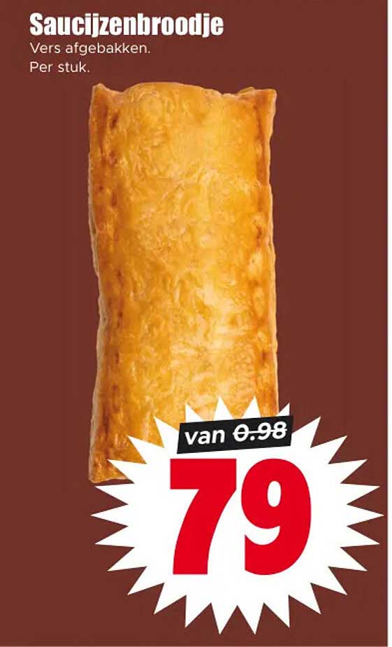 Saucijzenbroodje Vers afgebakken. Per stuk.