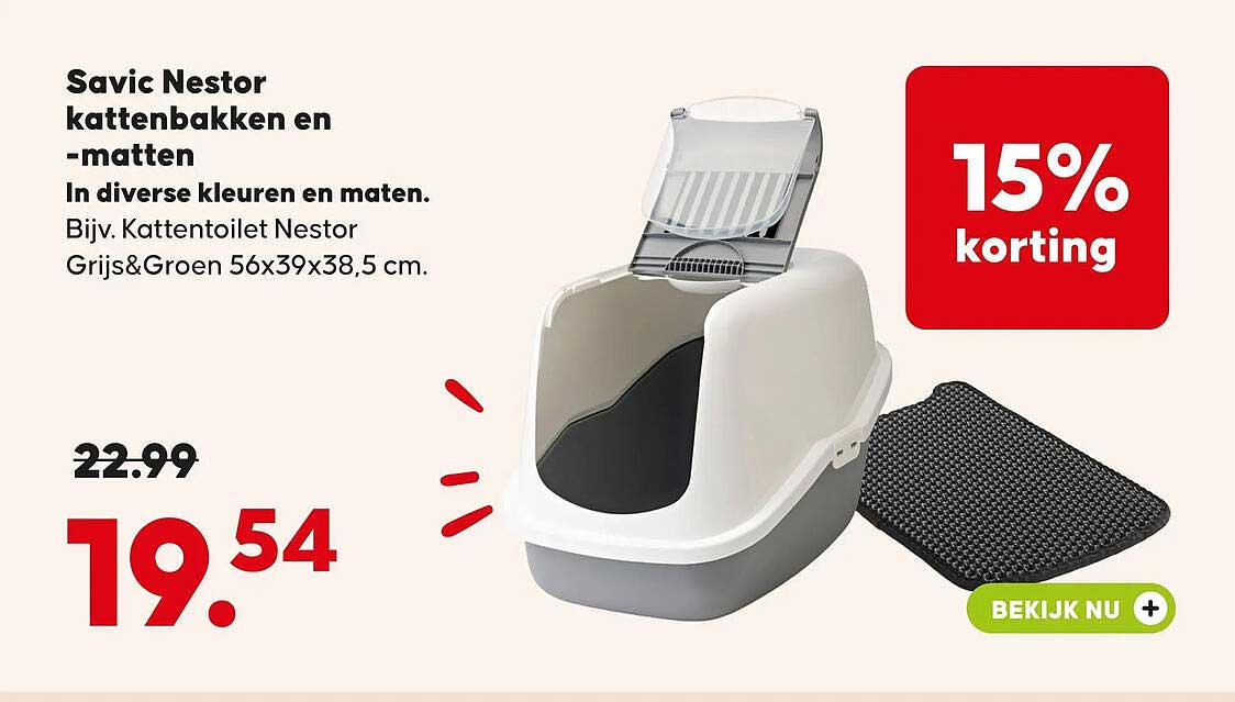 Savic Nestor kattenbakken en -matten 15% korting