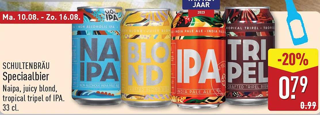 SCHULTENBRÄU Speciaalbier Naipa, juicy blond, tropical tripel of IPA. 33 cl. -20%