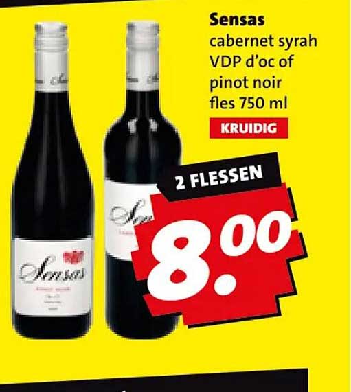 Sensas cabernet syrah VDP d'oc of pinot noir fles 750 ml Kruidig 2 flessen