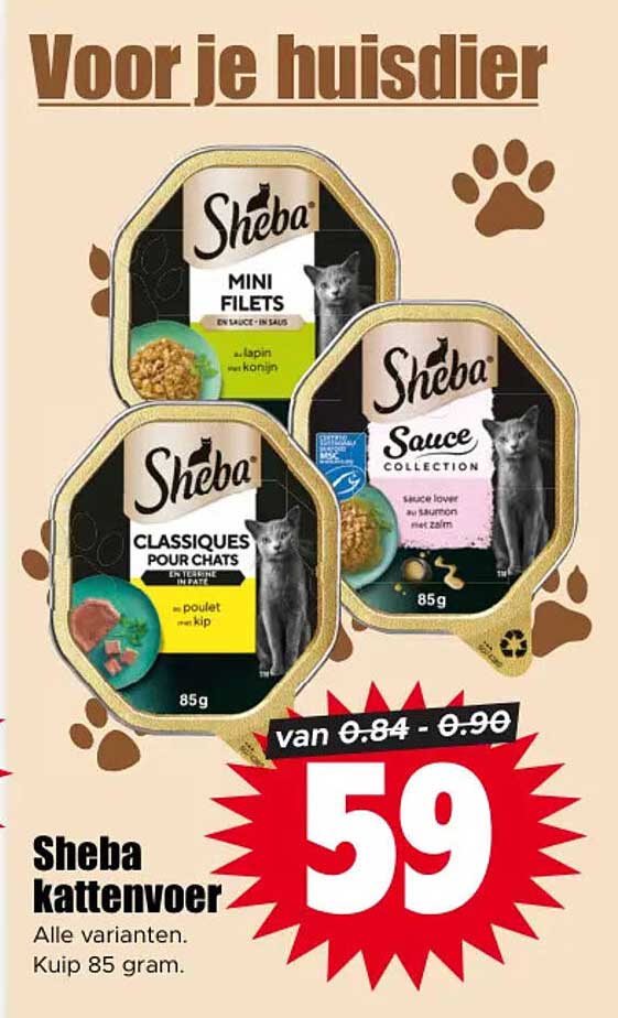 Sheba kattenvoer Alle varianten. Kuip 85 gram.