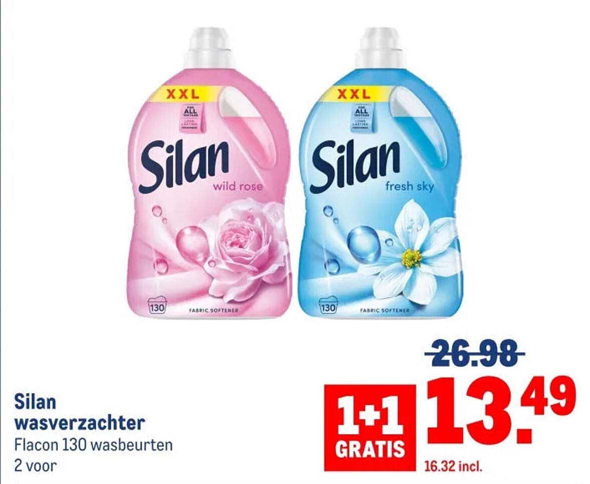 Silan wasverzachter Flacon 130 wasbeurten 2 voor 1+1 GRATIS