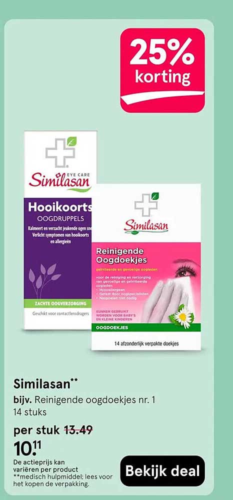 Similasan** bijz. Reinigende oogdoekjes nr. 1 14 stuks