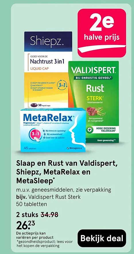 Slaap en Rust van Valdispert, Shiepz, MetaRelax en MetaSleep* 2e halve prijs