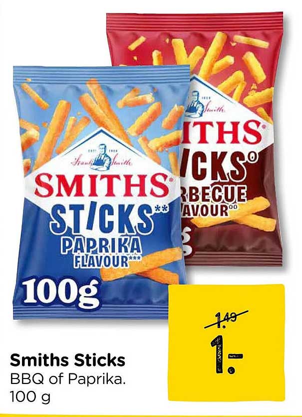 Smiths Sticks BBQ of Paprika, 100 g