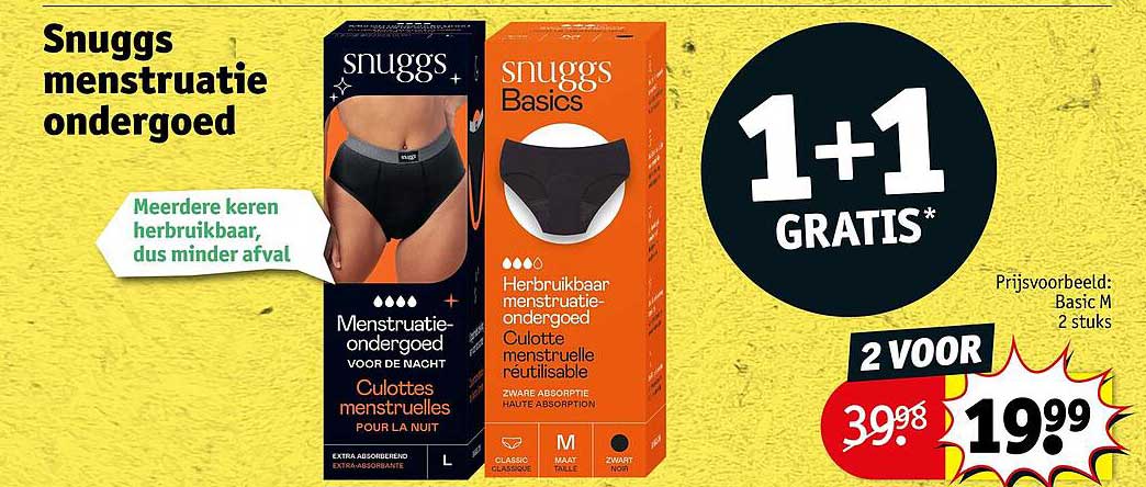 Snuggs menstruatie ondergoed 1+1 GRATIS*