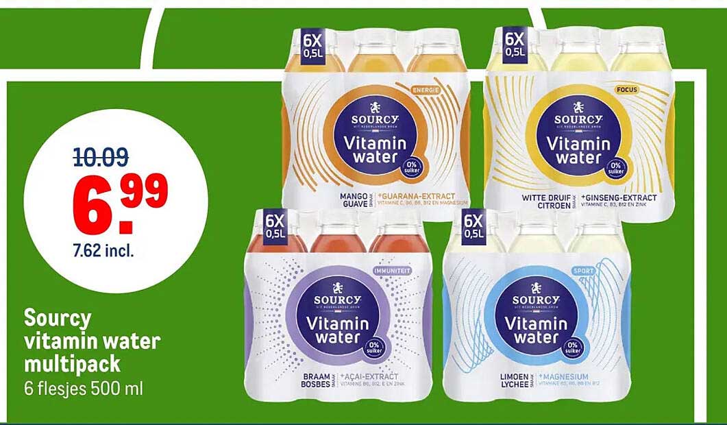 Sourcy vitamin water multipack 6 flesjes 500 ml