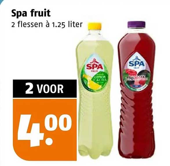 Spa fruit 2 flessen à 1.25 liter 2 voor