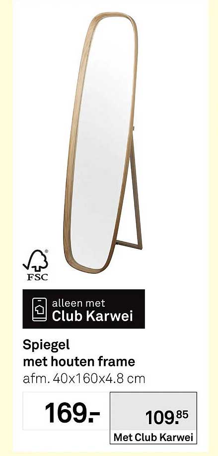 Spiegel met houten frame