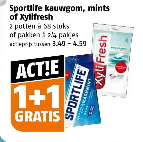 Sportlife kauwgom, mints of Xylifresh 1+1 GRATIS