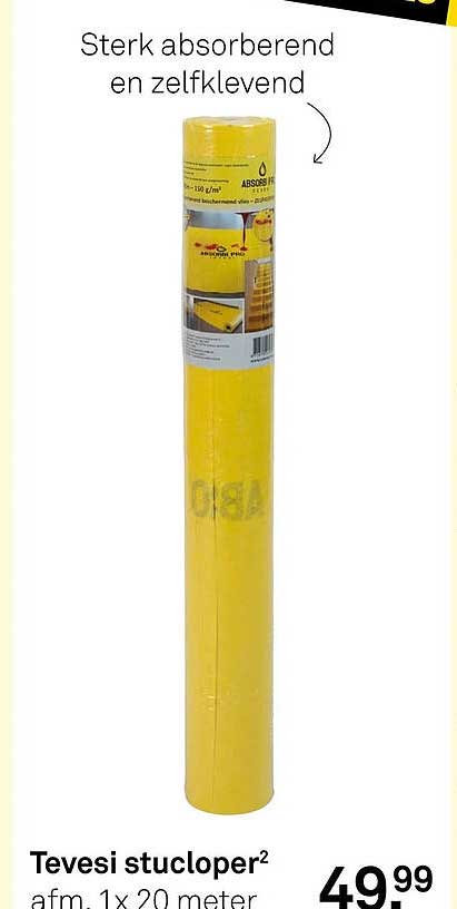 Sterk absorberend en zelfklevend Tevesi stucloper² afm. 1x 20 meter