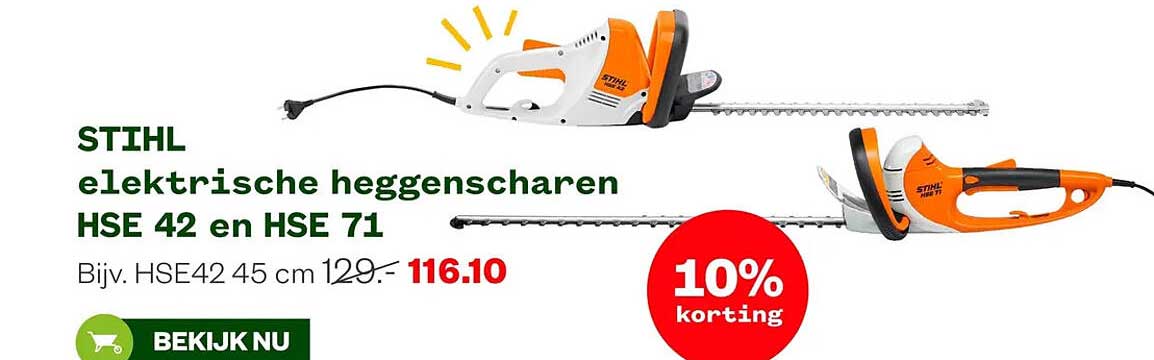 STIHL elektrische heggenscharen HSE 42 en HSE 71 10% korting