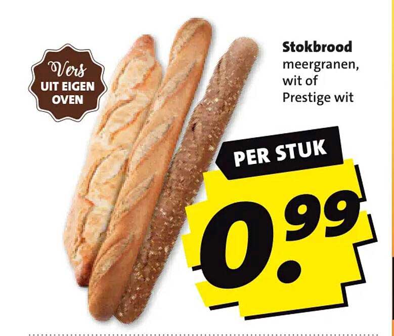 Stokbrood meergranen, wit of Prestige wit