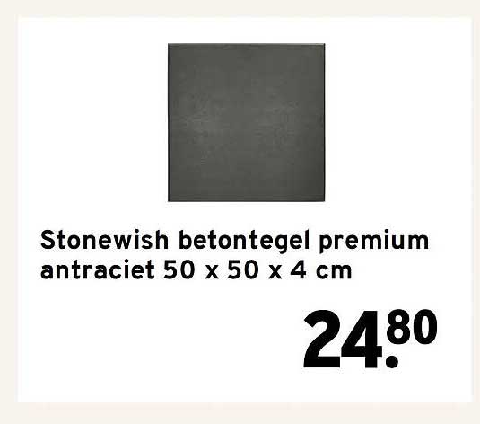 Stonewish betontegel premium antraciet 50 x 50 x 4 cm