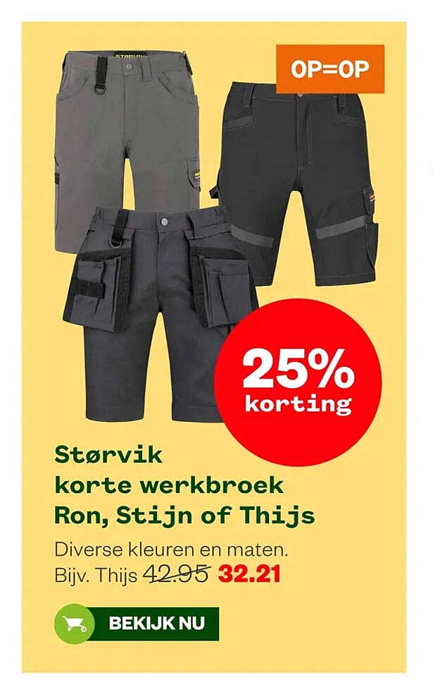 Størvik korte werkbroek Ron, Stijn of Thijs 25% korting