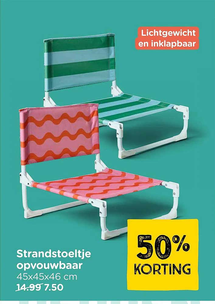Strandstoeltje opvouwbaar 45x45x46 cm 50% KORTING